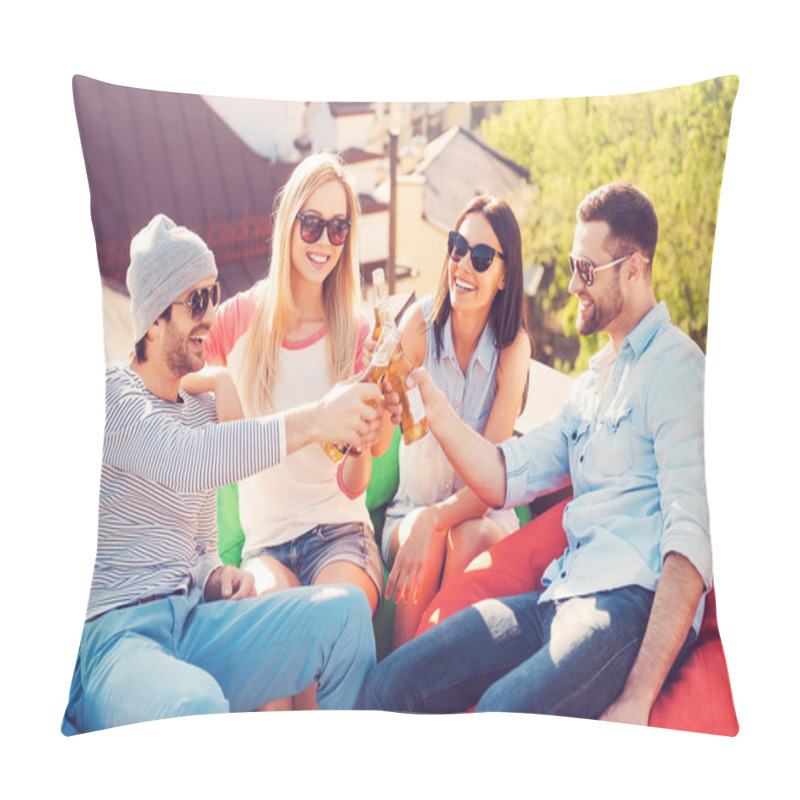 Personality  Cheerful People Cheering With Beer Pillow Covers