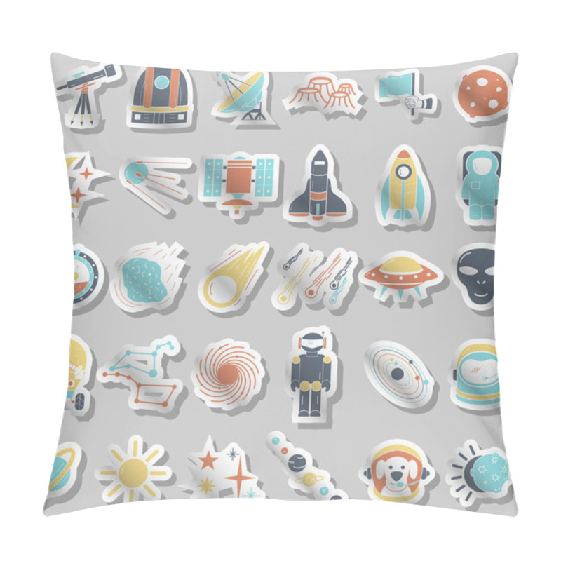 Personality  Space Icons Set, Flat Hand Drawn Style Pillow Covers