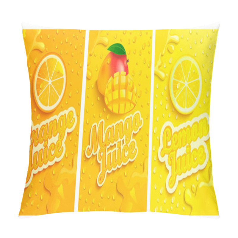 Personality  Set Of Templates With Fresh And Cold Lemon,mango,orange Juices  Pillow Covers