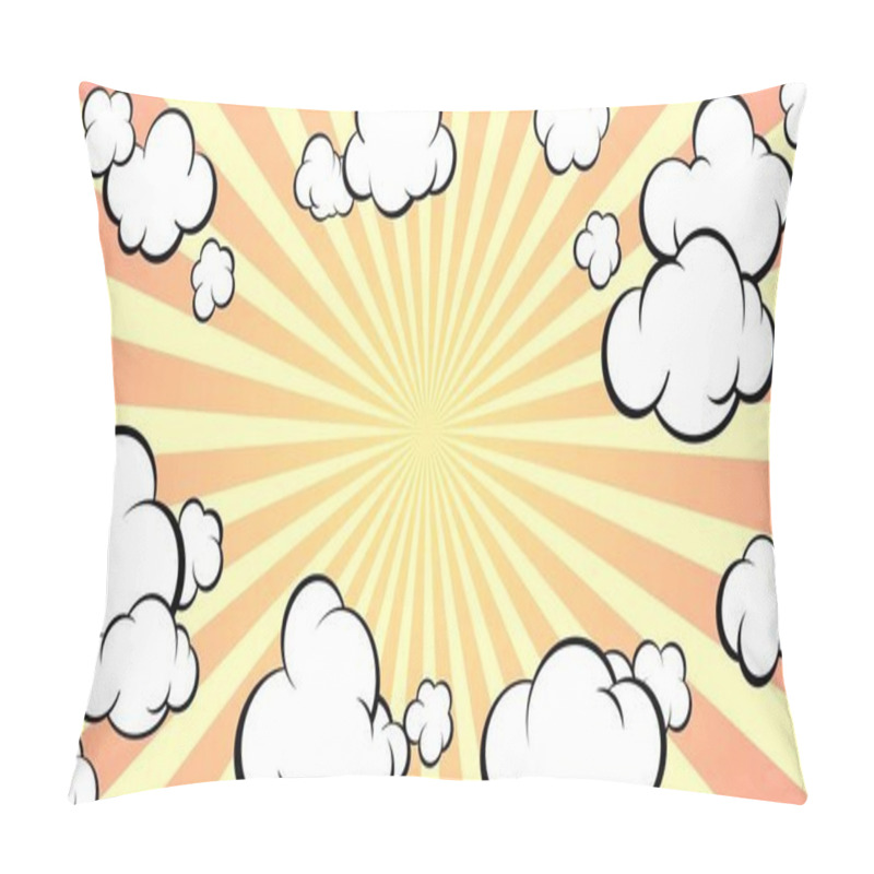 Personality  Background With Empty Space For Text Or Object. Pop Art Style. Comic Style. The Sky With Clouds. Horisontal Format. Vector Illustration. Pillow Covers