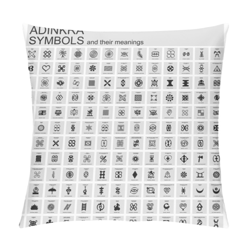 Personality  Vector Icon Set With African Adinkra Symbols With Their Meanings Pillow Covers