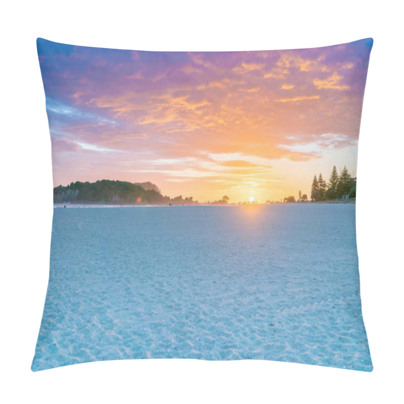 Personality  Golden Sunrise Over Beach Pillow Covers