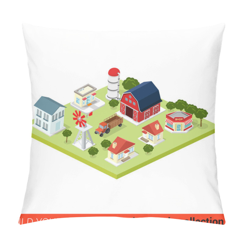 Personality  Countryside Infographic Farm Buildings Pillow Covers