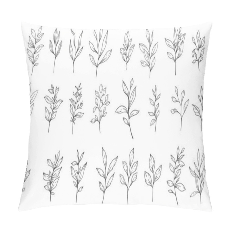 Personality  Floral Frames Line Art, Fine Line Greenery Frames Hand Drawn Illustration. Outline Leaves And Flowers.  Pillow Covers