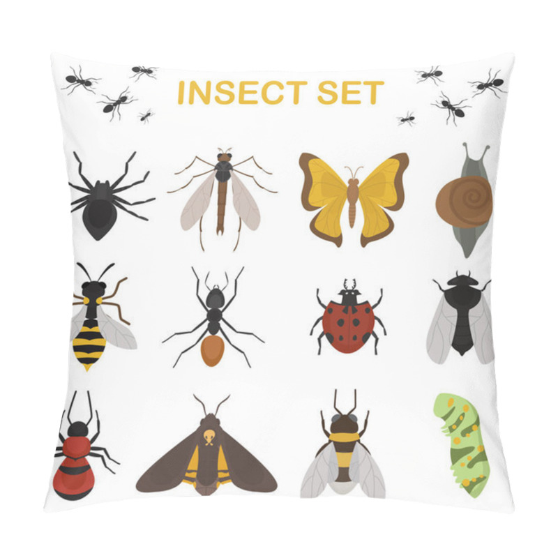 Personality  Fly Insects Wildlife Entomology Bug Animal Nature Beetle Biology Buzz Icon Vector Illustration Pillow Covers