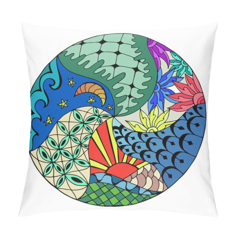 Personality  Hand Drawn Zentangle Round Ornament Pillow Covers