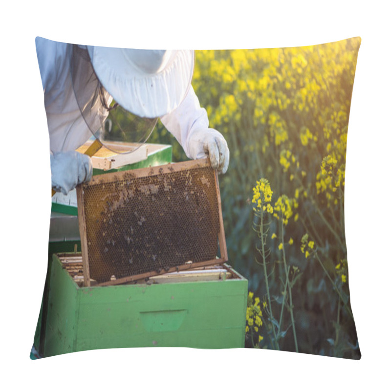 Personality  Apiarist Checking The Hives Pillow Covers