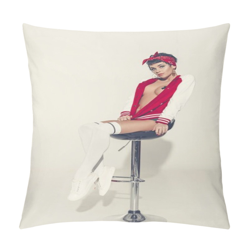 Personality  Sexy Girl In Bomber Jacket Pillow Covers