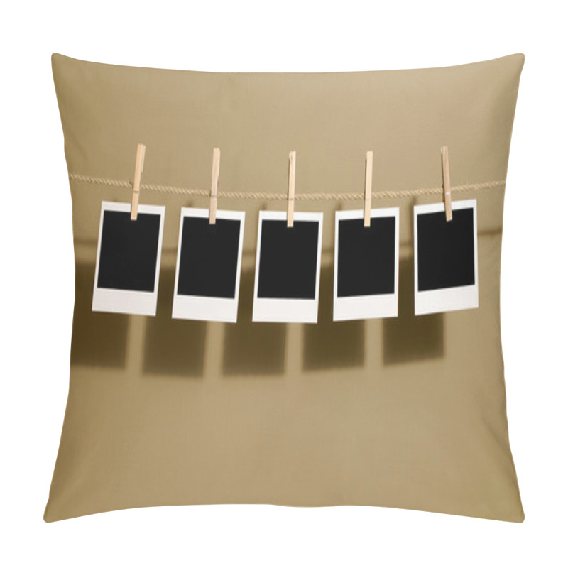 Personality  Polaroid Style Instant Photo Prints Hanging On A Rope Or Washing Line Pillow Covers