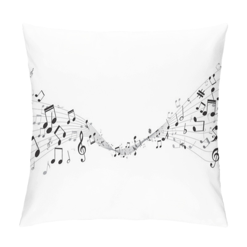 Personality  Various Music Notes On Stave, Vector Pillow Covers