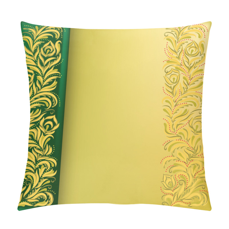 Personality  Abstract Background With Golden Floral Ornament On Green Pillow Covers