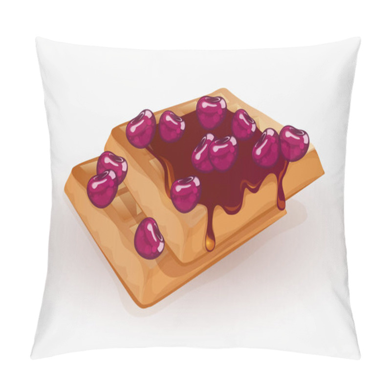 Personality  Waffles With Chocolate Icing And Cherry Pillow Covers