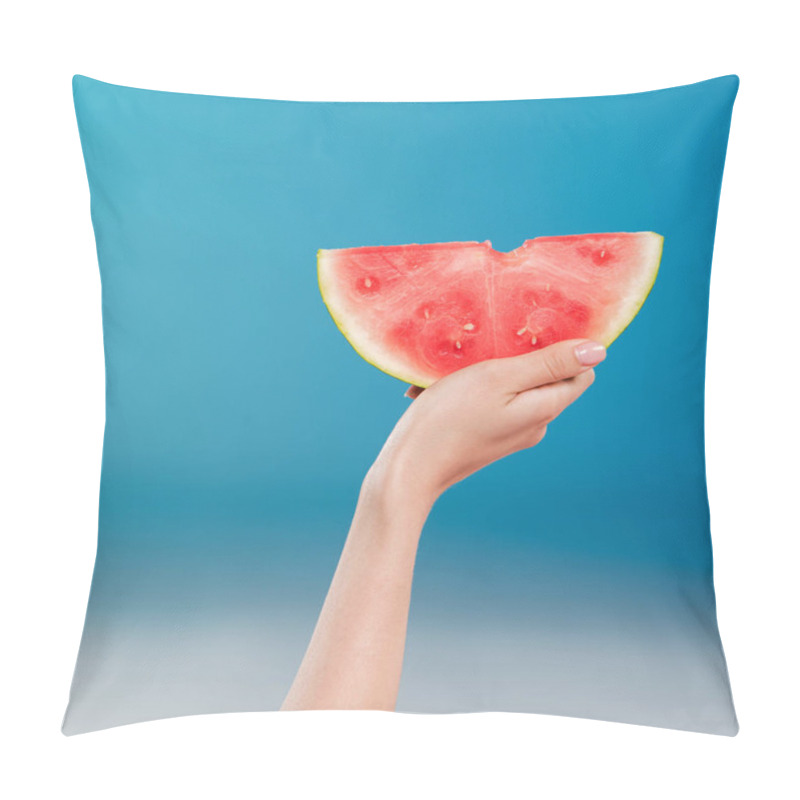 Personality  Human Hand Holding Watermelon Slice Pillow Covers