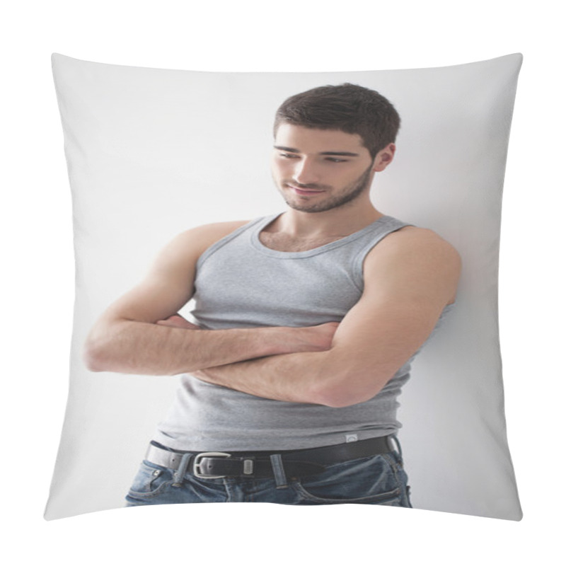 Personality  Cool Handsome Caucasian Man Smiling Pillow Covers