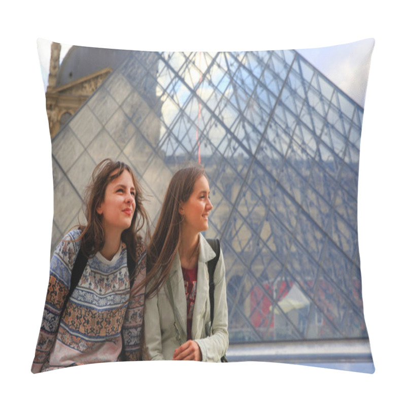 Personality  Happy Beautiful Student Girls In Paris Pillow Covers