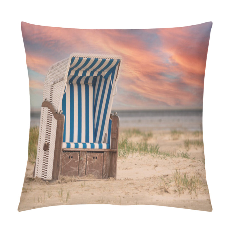 Personality  Beach Chairs At The Coastline Of Amrum, North Frisia, Germany  Pillow Covers