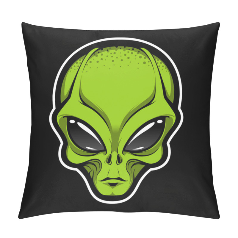 Personality  Alien Face Tee Stump, Humanoid Martian Head Print, Futuristic Space Invader, Paranormal Fantasy Cartoon Emblem Vector Illustration  Pillow Covers