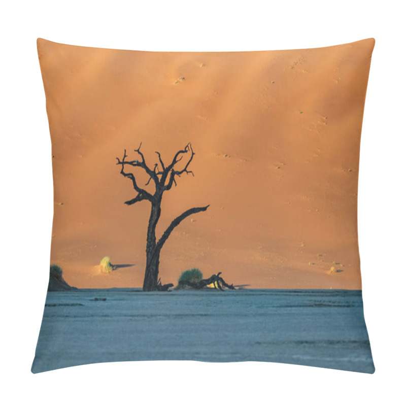 Personality  Namibia, The Namib Desert, Dead Acacia In The Dead Valley, The Red Dunes In Background Pillow Covers