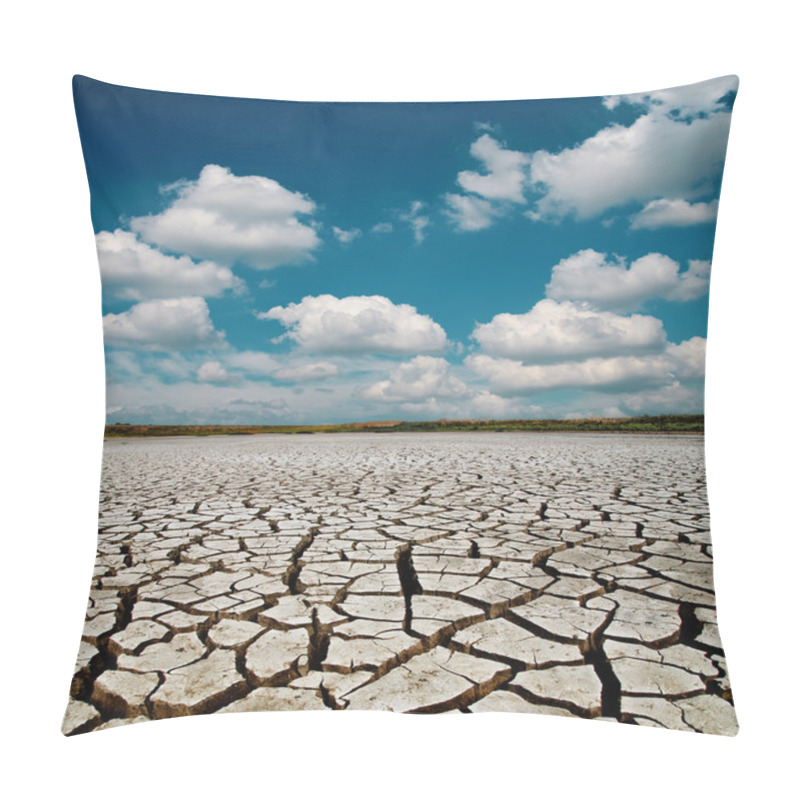 Personality  Global Warming. Dramatic Sky Over Cracked Earth Pillow Covers