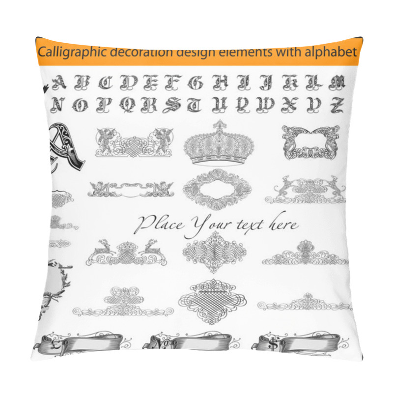 Personality  Calligraphic Decoration Design Elements With Alphabet Pillow Covers