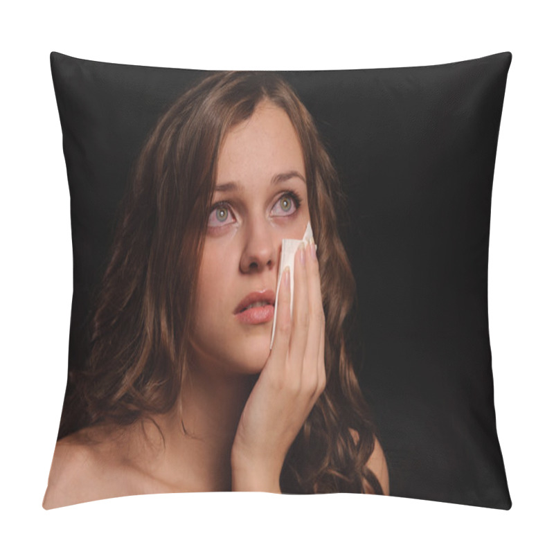 Personality  Close Up Portrait Of Sexy Sad Woman Pillow Covers