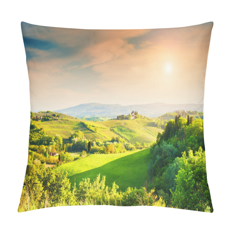 Personality  Green Hills Of Tuscany At Sunset. Italy Pillow Covers