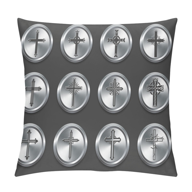 Personality  Religious Cross Icons On Metal Internet Buttons Pillow Covers