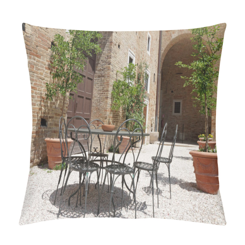 Personality  Garden Furniture On Italian Backyard Pillow Covers