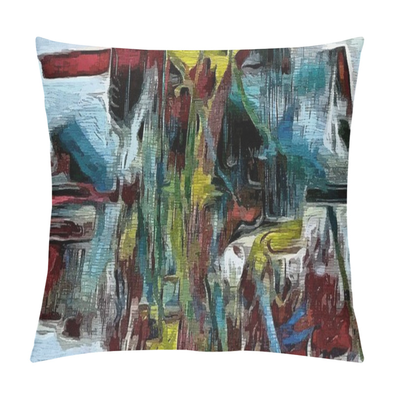 Personality  Abstract Psychedelic Grunge Background Graphic Stylization On A Textured Canvas Of Chaotic Blurry Strokes And Strokes Of Paint. Pillow Covers