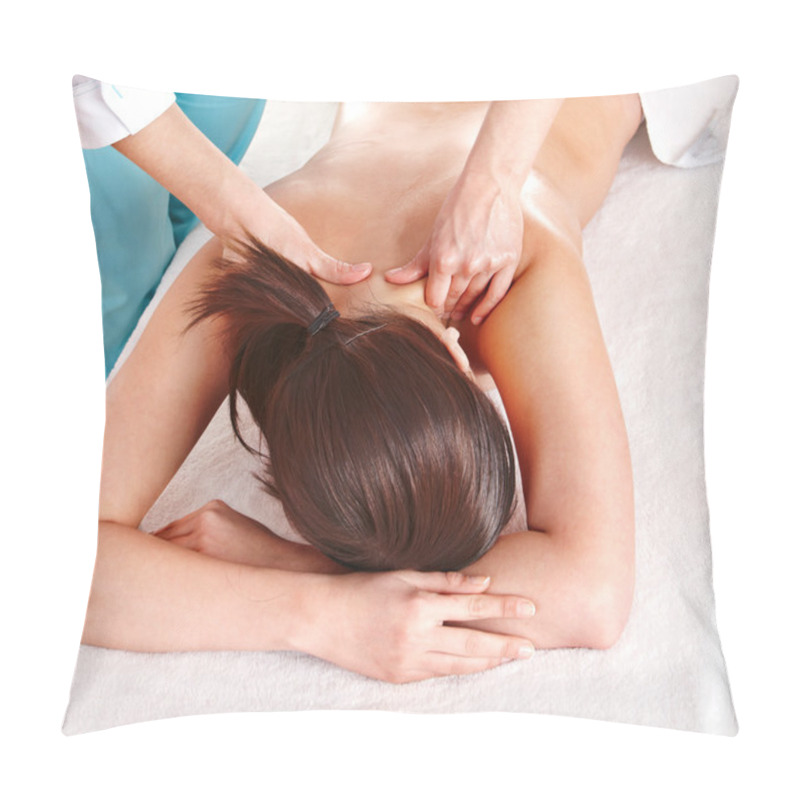 Personality  Young Woman Having Massage. Pillow Covers