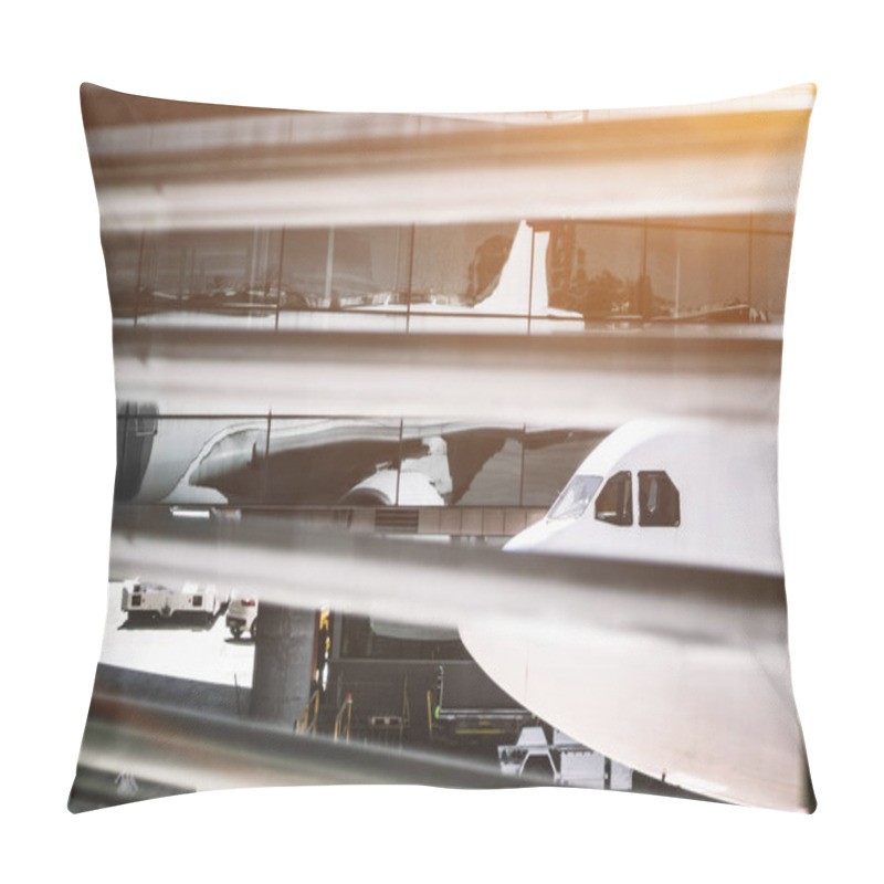 Personality  Airplane View Through Windows Of A Comtemporary Airport Terminal Pillow Covers