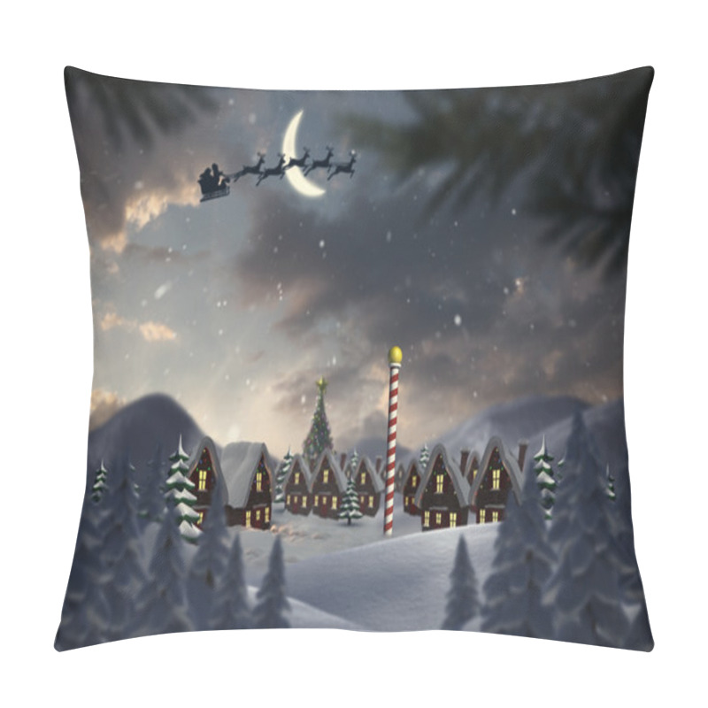 Personality  Silhouette Of Santa And Reindeer Pillow Covers