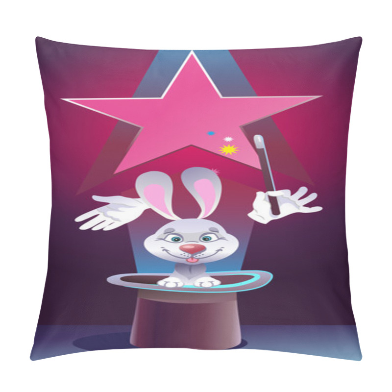 Personality  Rabbit Smiling From Magician Hat Pillow Covers