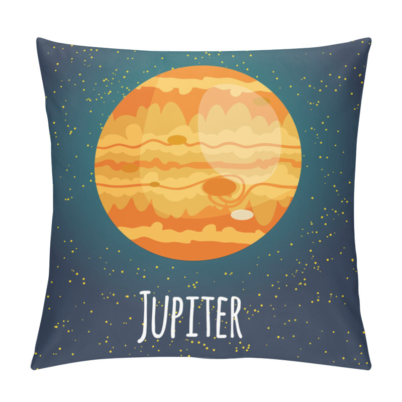 Personality  Vector Illustration Planet Jupiter In Flat Cartoon Style. Poster For Children Room, Education. ?ard Composition Of The Planets, Stars, Comets, Constellations, Space Ship Pillow Covers