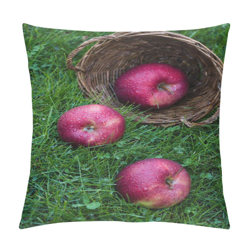 Personality  Fresh Ripe Apples In Grass  Pillow Covers