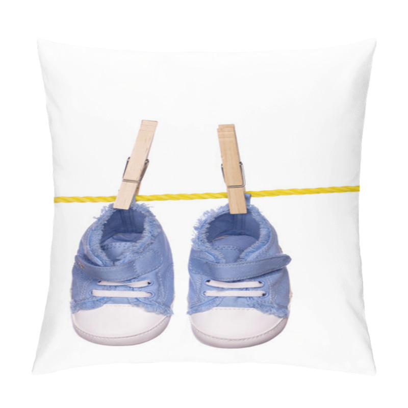 Personality  Baby Shoes Hanging On A Clothesline Pillow Covers