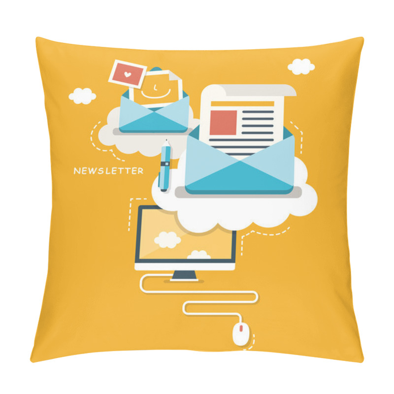 Personality  Flat Design Concept Of Newsletter Pillow Covers