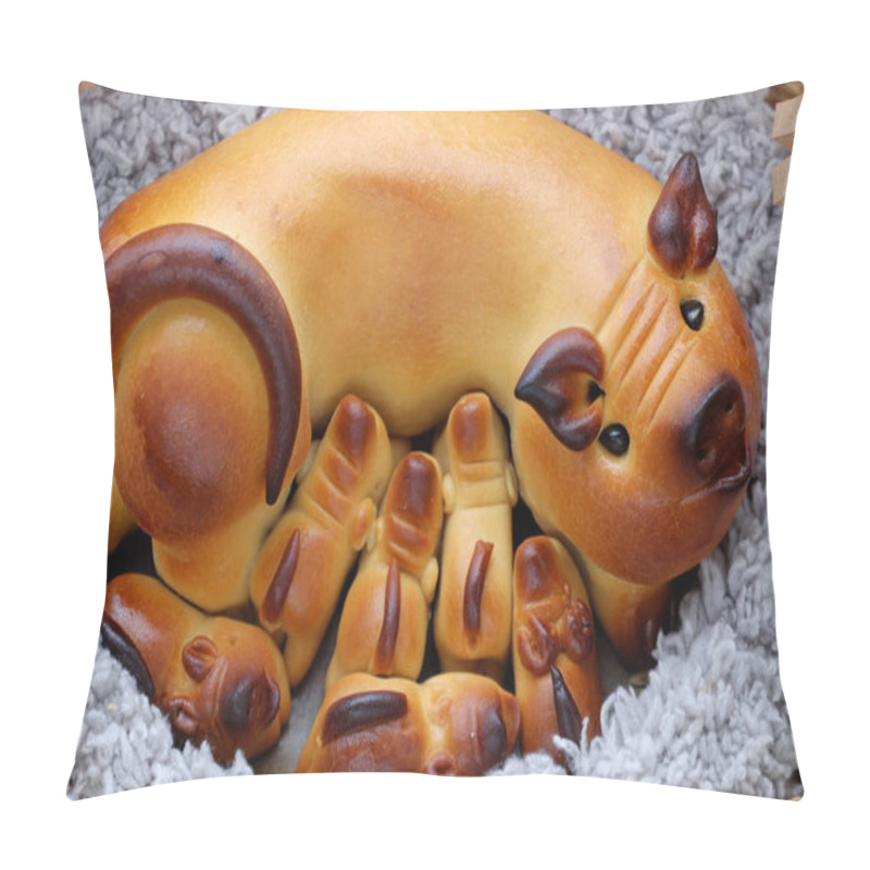 Personality  Moon Cake With Mother Pig And Piglets Shape Pillow Covers