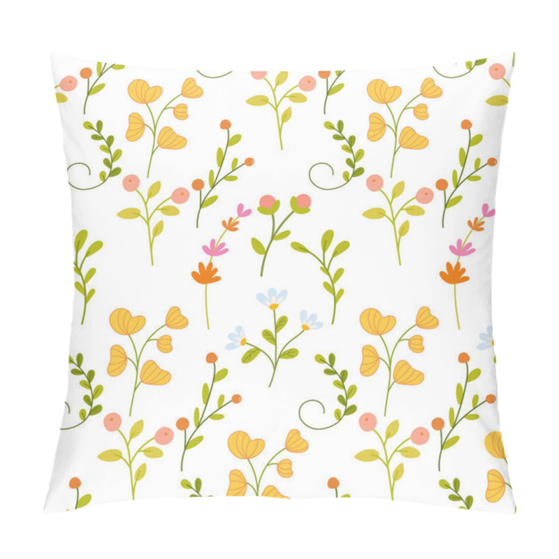 Personality  Colorful Floral Pattern Featuring Tulips, Lilies, And Small Wildflowers On A Light Background Creating A Vibrant Design Pillow Covers