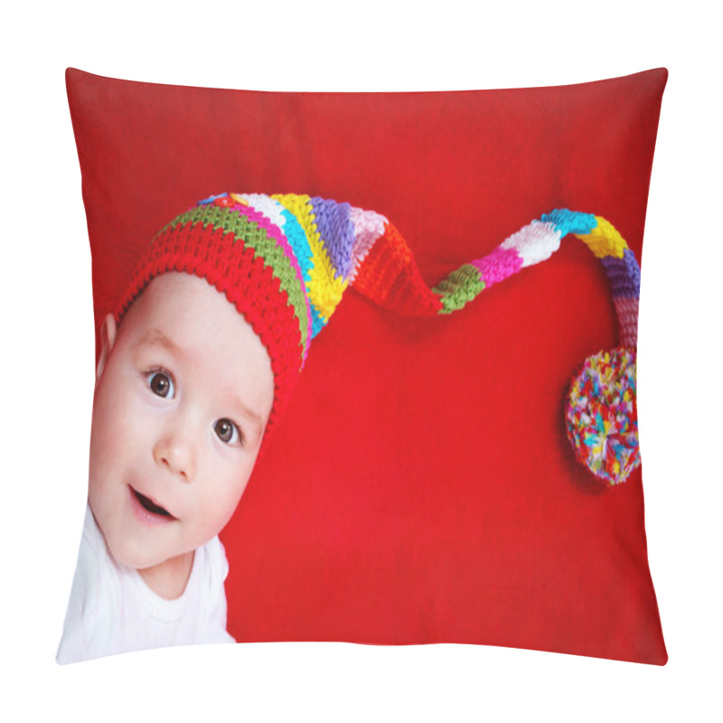 Personality  Baby In Red And White Hat Pillow Covers