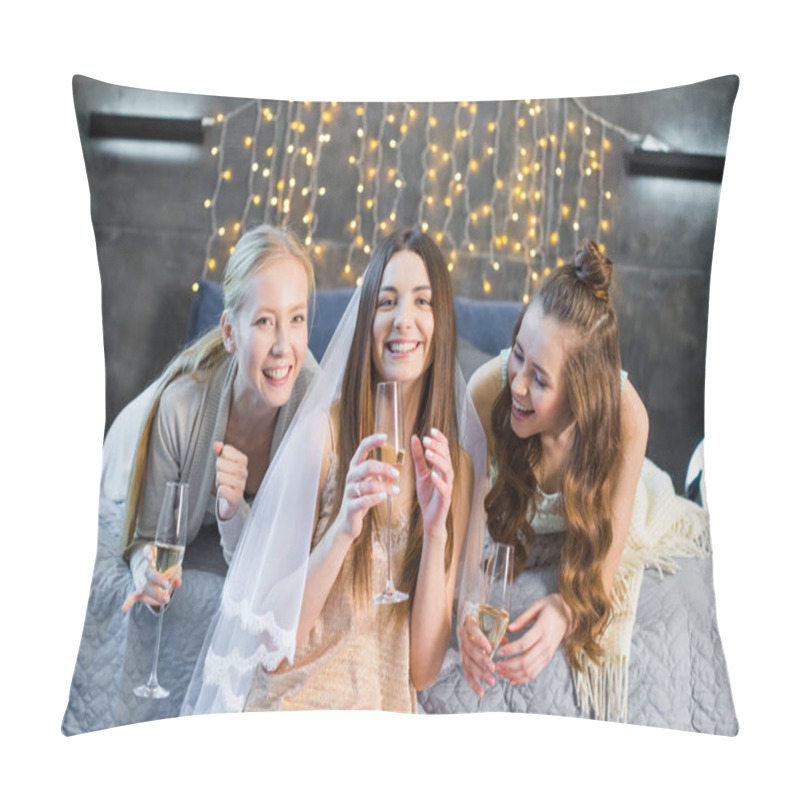 Personality  Young Women Drinking Champagne Pillow Covers