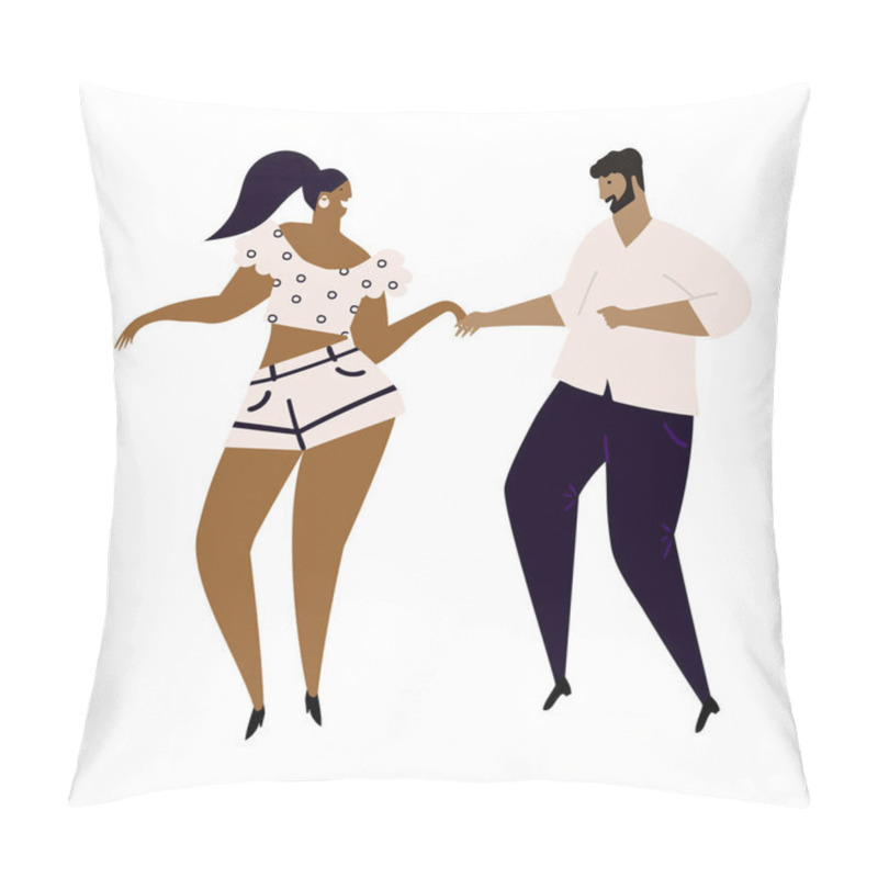 Personality  Hand Drawn Vector Illustration Of A Couple Dancing Sexy Fun Bachata Dance. Isolated On White Background. Dance School, Festival, Party, Carnaval, Invitation Concept. Pillow Covers