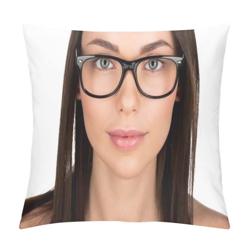 Personality  Young Woman In Eyeglasses Pillow Covers