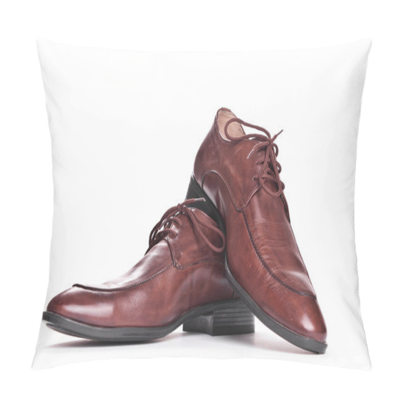 Personality  Men Brown Elegance Shoes Isolated On White Background Pillow Covers