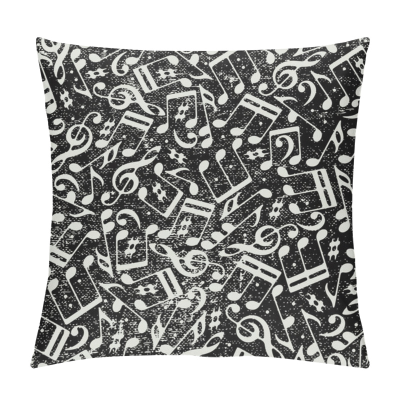 Personality  Seamless Music Background With Musical Notes And Grunge Texture. Pillow Covers