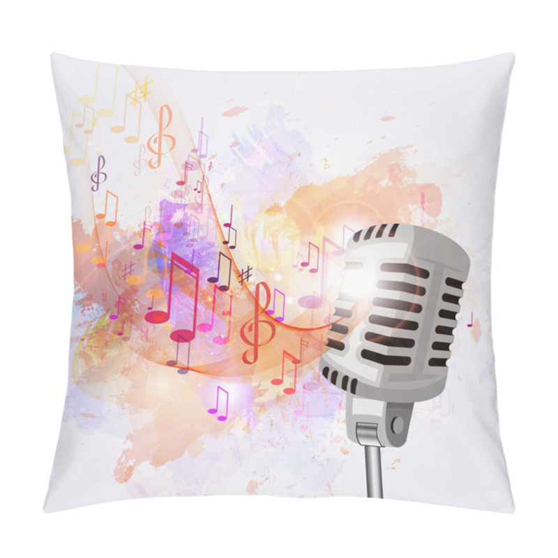 Personality  Old Microphone And Musical Notes Pillow Covers