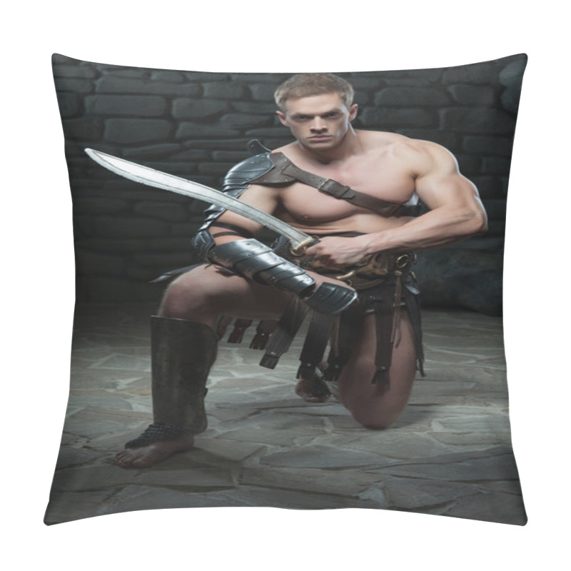 Personality  Gladiator With Sword Kneeling Pillow Covers