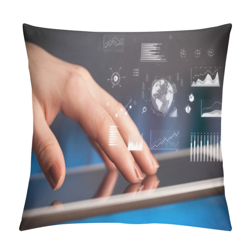 Personality  Holding Tablet With Global System Concept Pillow Covers