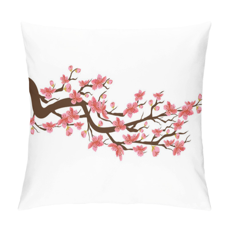 Personality  Chinese New Year. Sakura Flowers Background. Cherry Blossom Isolated White Background  Pillow Covers