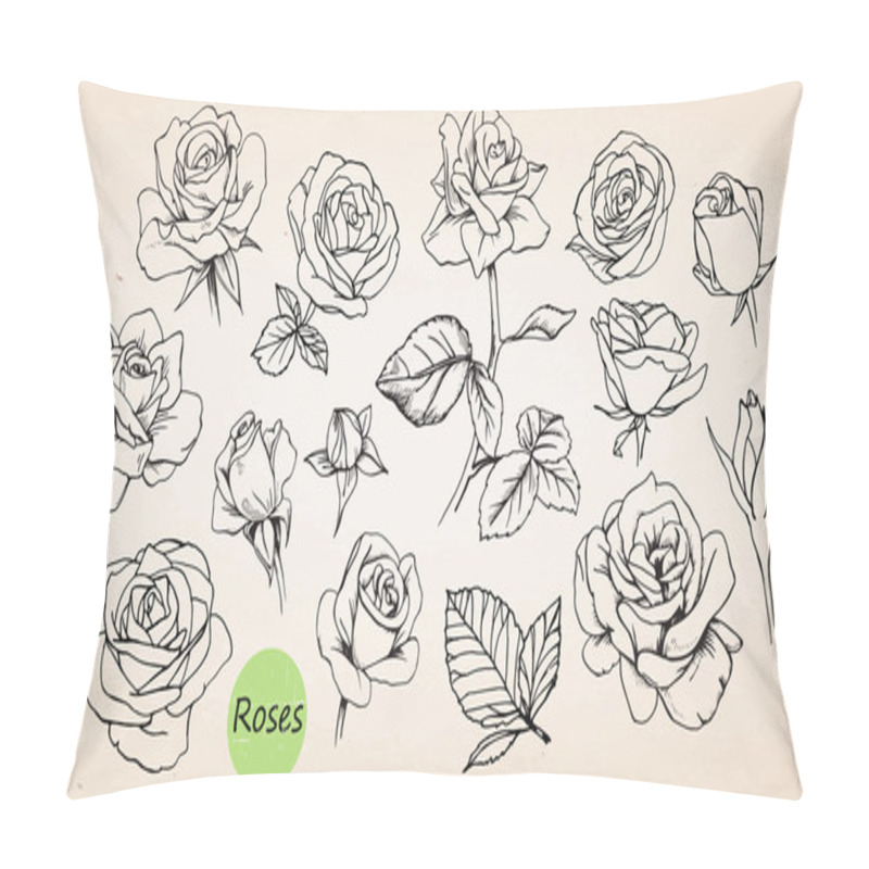 Personality  Set Of Hand Drawn Roses Pillow Covers